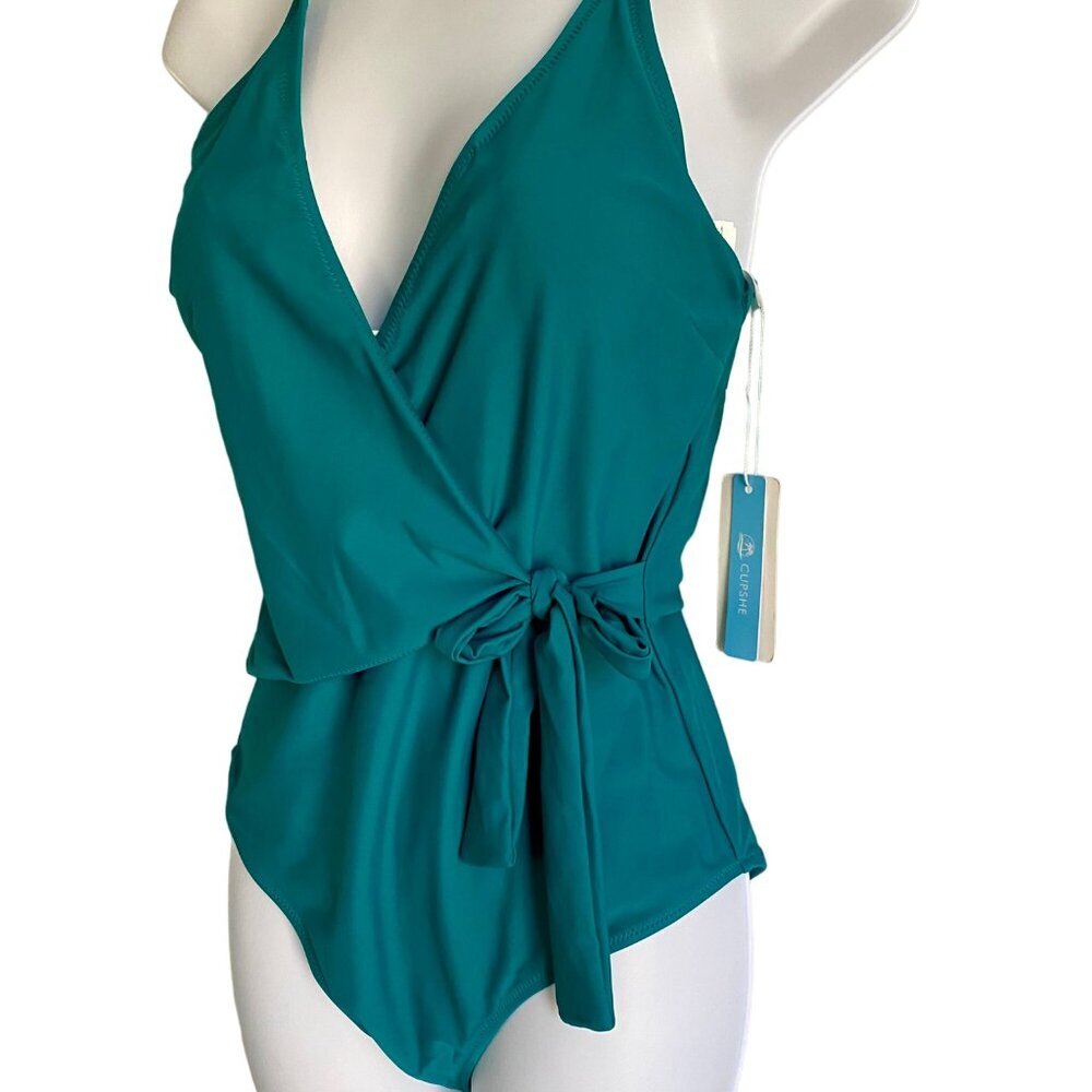 Cupshe Green One Piece Swimsuit Knot Tie Women's Medium NEW NWT - Picture 5 of 9